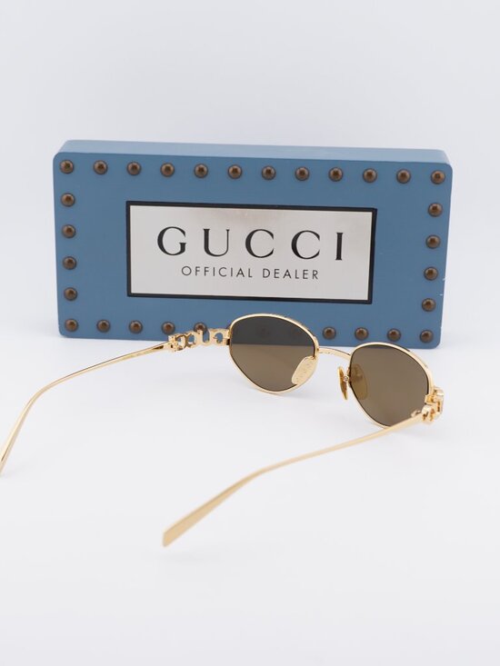 Gucci GG1935S 003 Cat Eye Sunglasses - Shiny Gold / Brown with Bronze Mirror main image 10